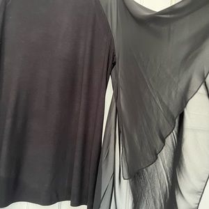 Chenault Black Knit Top w Sheer Wide Bell Sleeves